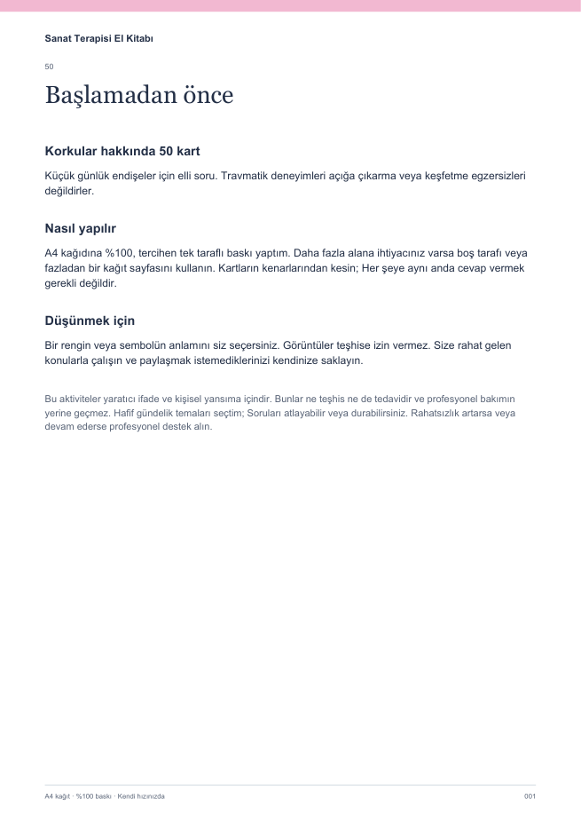 Korkular hakkında 50 kart